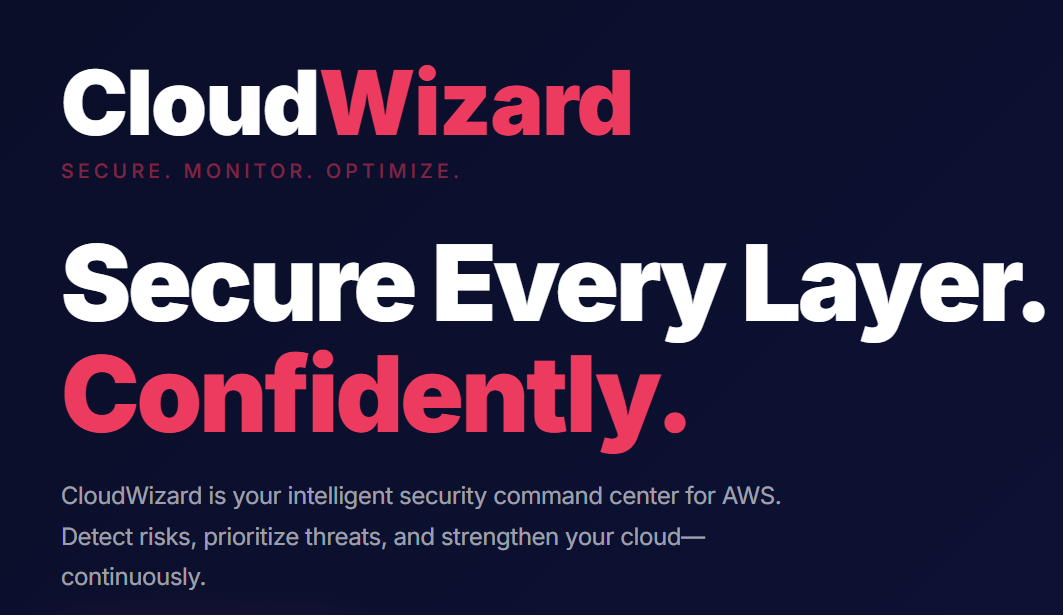 CloudWizard AWS Security Dashboard - Secure Every Layer Confidently